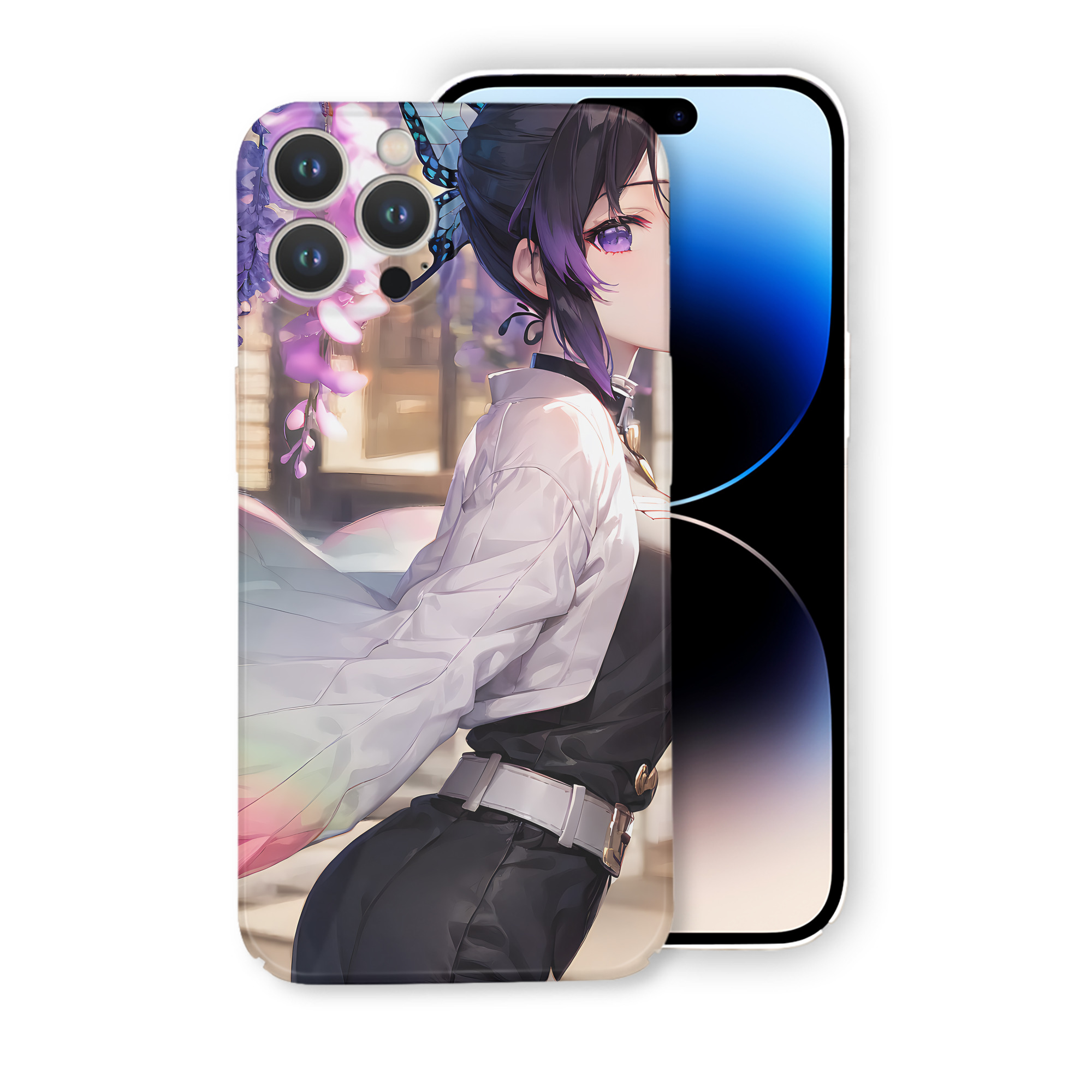 （画像用） 鬼滅の刃（きめつのやいば）蟲柱-胡蝶 しのぶ／こちょう しのぶ Kochou Shinobu 【iPhone 14シリーズ対応】ハードケース